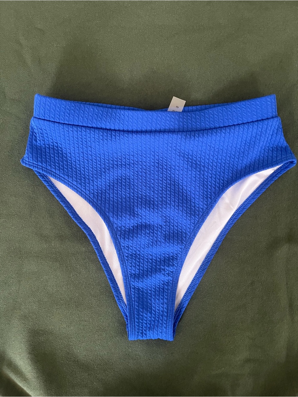 High-Rise Blue Ribbed Bikini Bottom